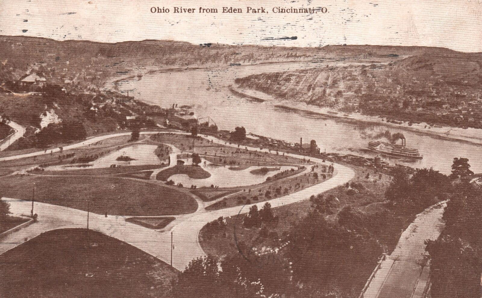 Vintage Postcard 1911 Ohio River From Eden Park Cincinnati Ohio Norwood Souvenir