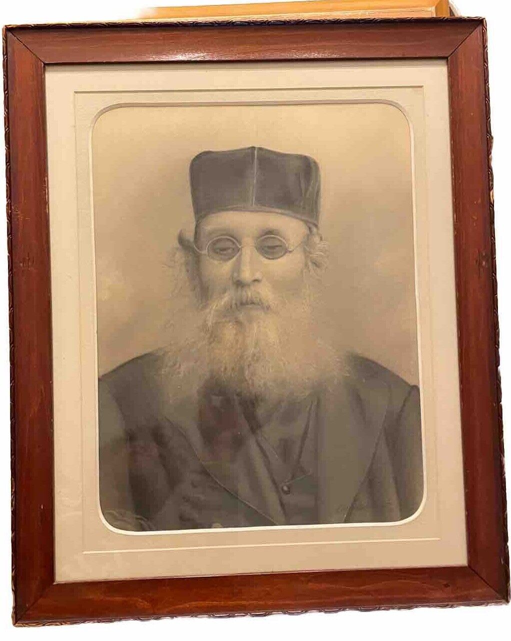 Antique Judaismus Overpainted Signed Antique Photo Orthodox 1860