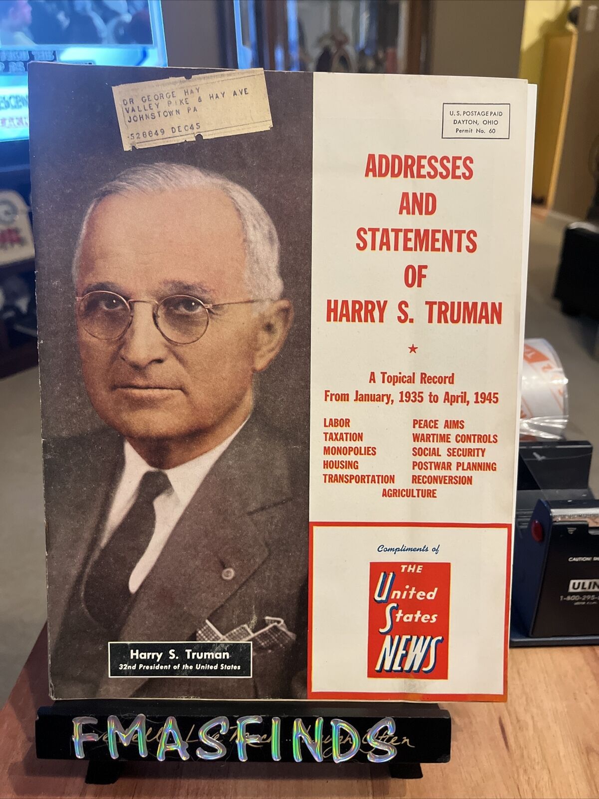 M2 1945 PRESIDENT HARRY S TRUMAN United States News Magazine 