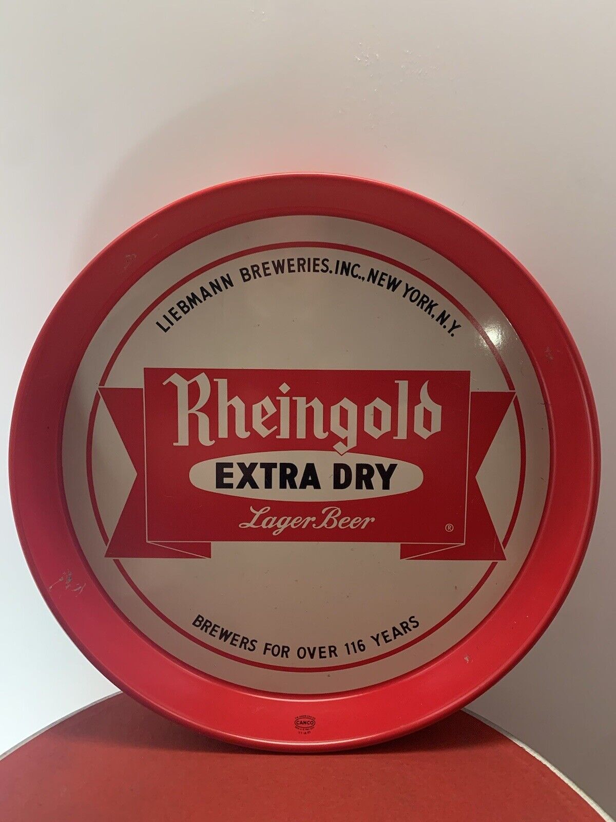Vintage Rheingold Extra Dry Lager Beer, 13x2 Round Tray (FC70A/4 D31) New