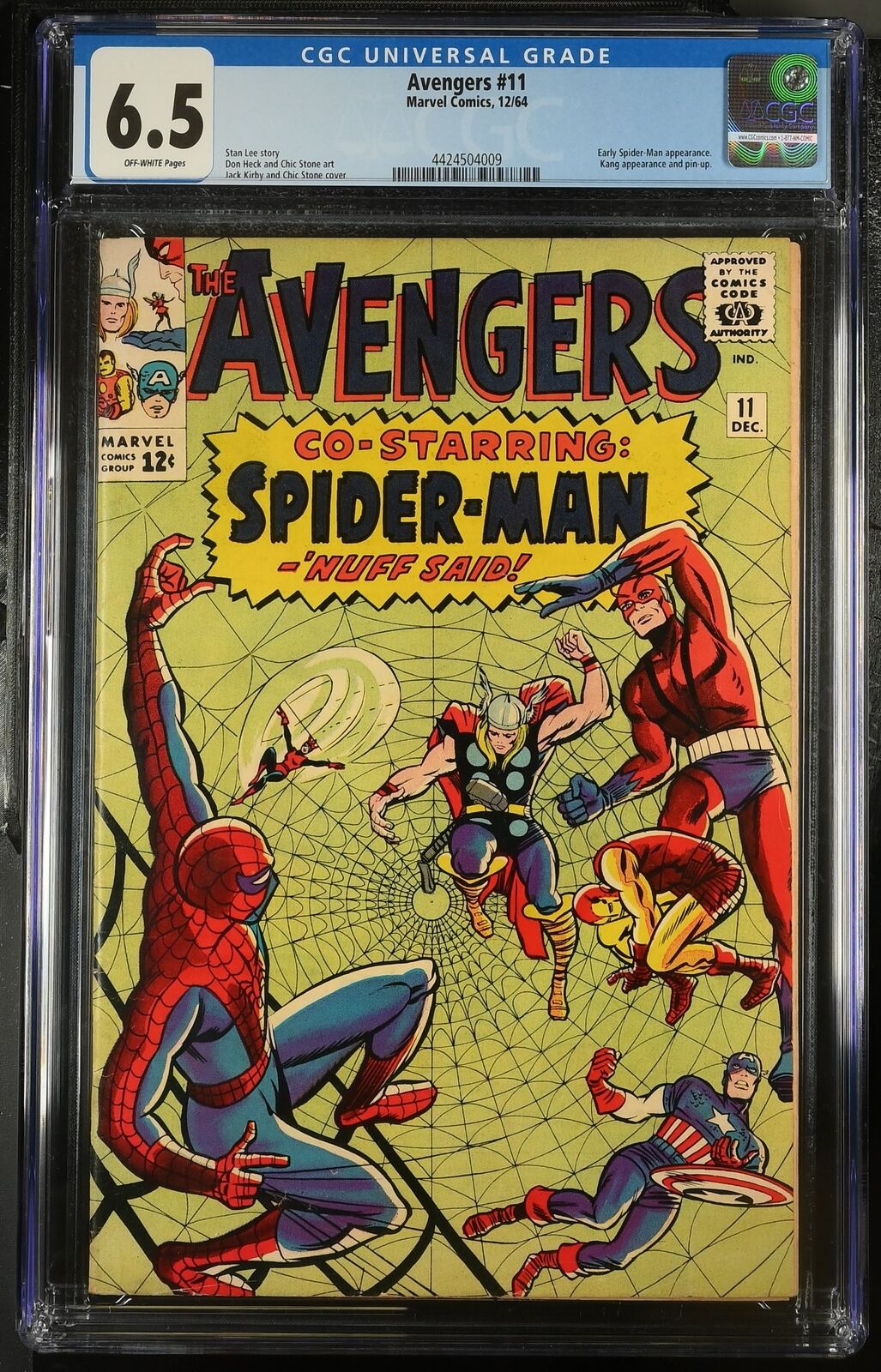 Avengers #11 CGC FN+ 6.5 Off White 2nd Appearance Kang Spider-Man Crossover