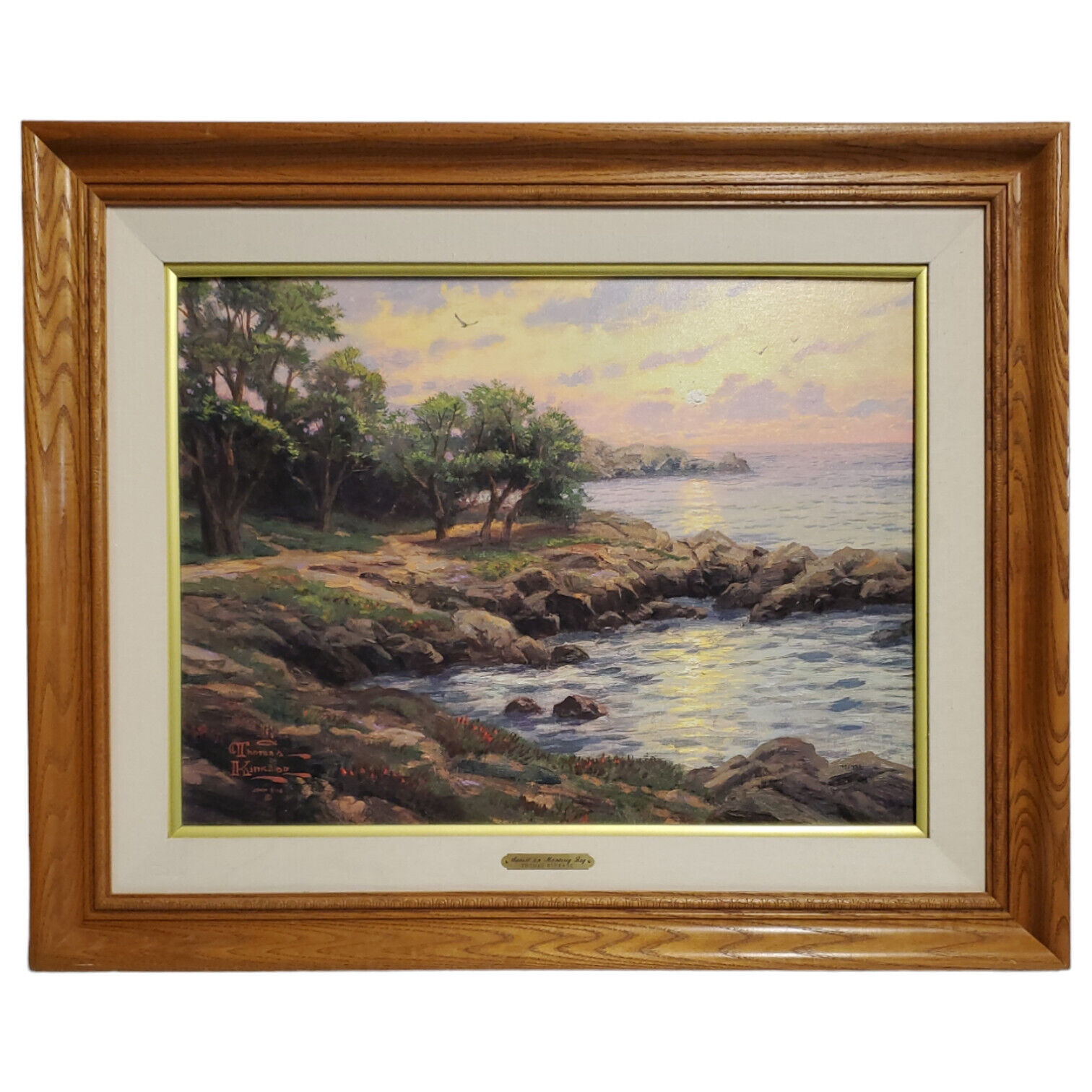 Signed Thomas Kinkade Sunset on Monterey Bay Limited Edition Canvas 18x24 Framed