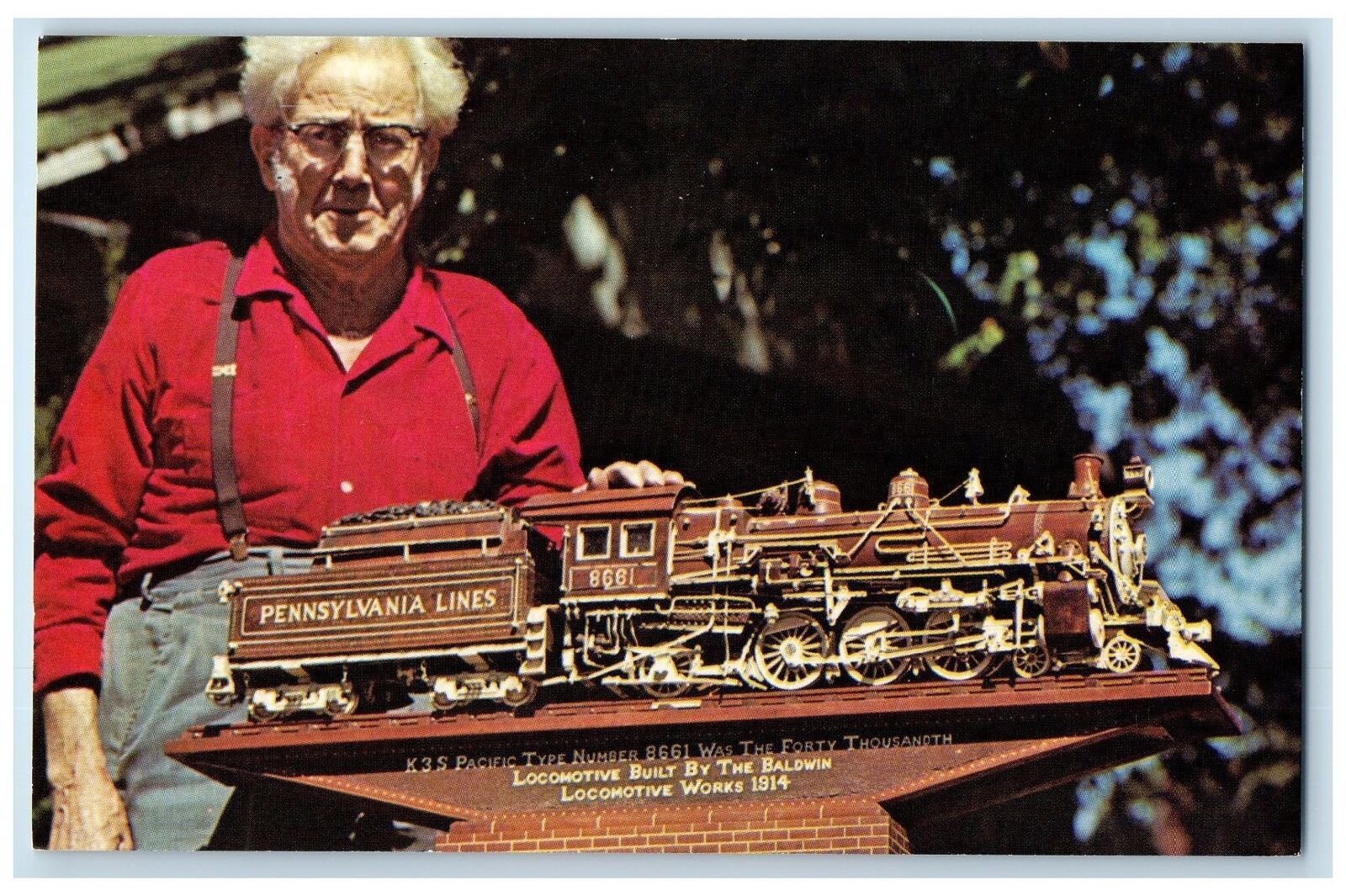c1960\'s Ernest Warther Master Carver K3S Pacific Locomotive Dover OH Postcard