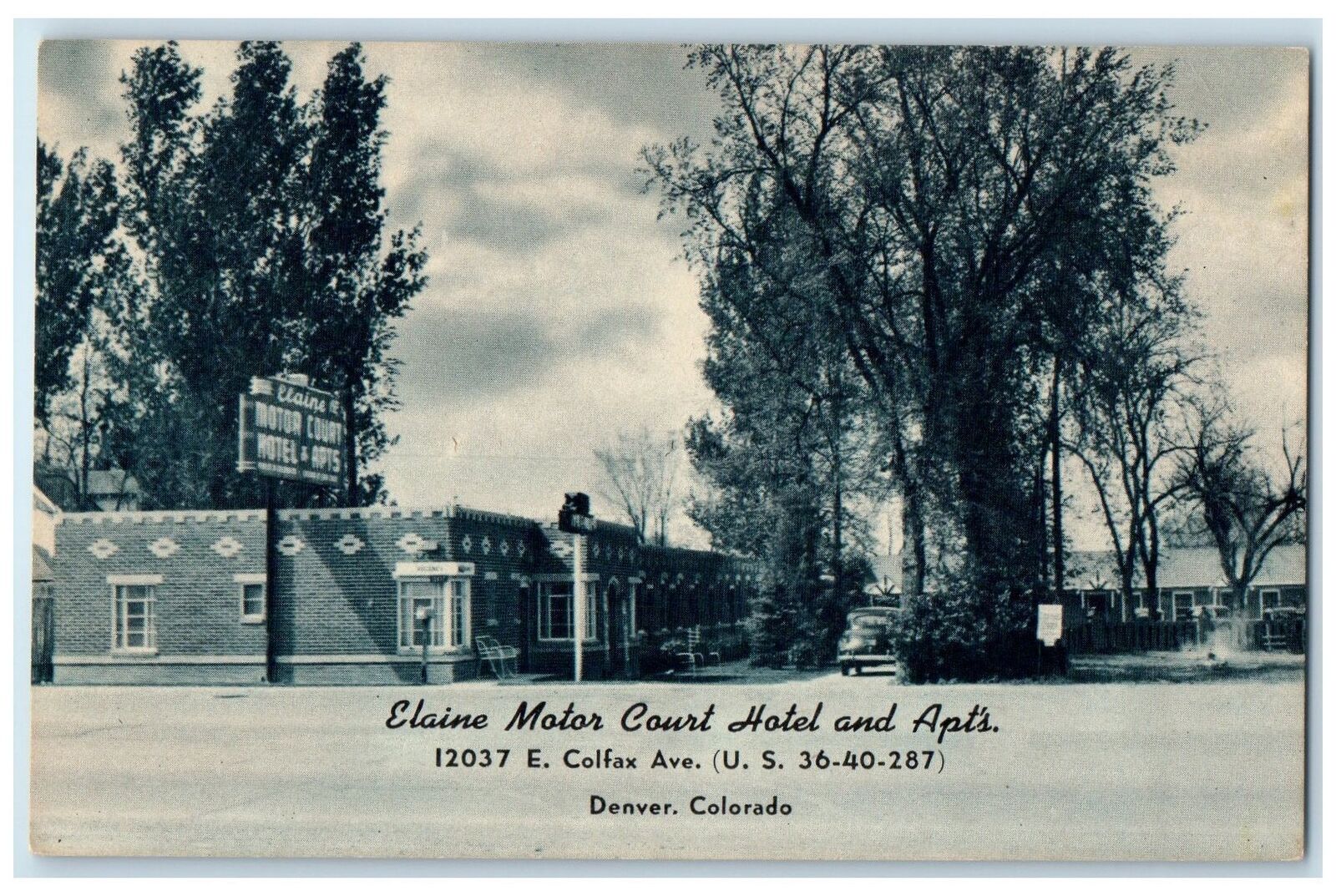 Denver Colorado CO Postcard  Elaine Motor Court Hotel And Apartments c1940's