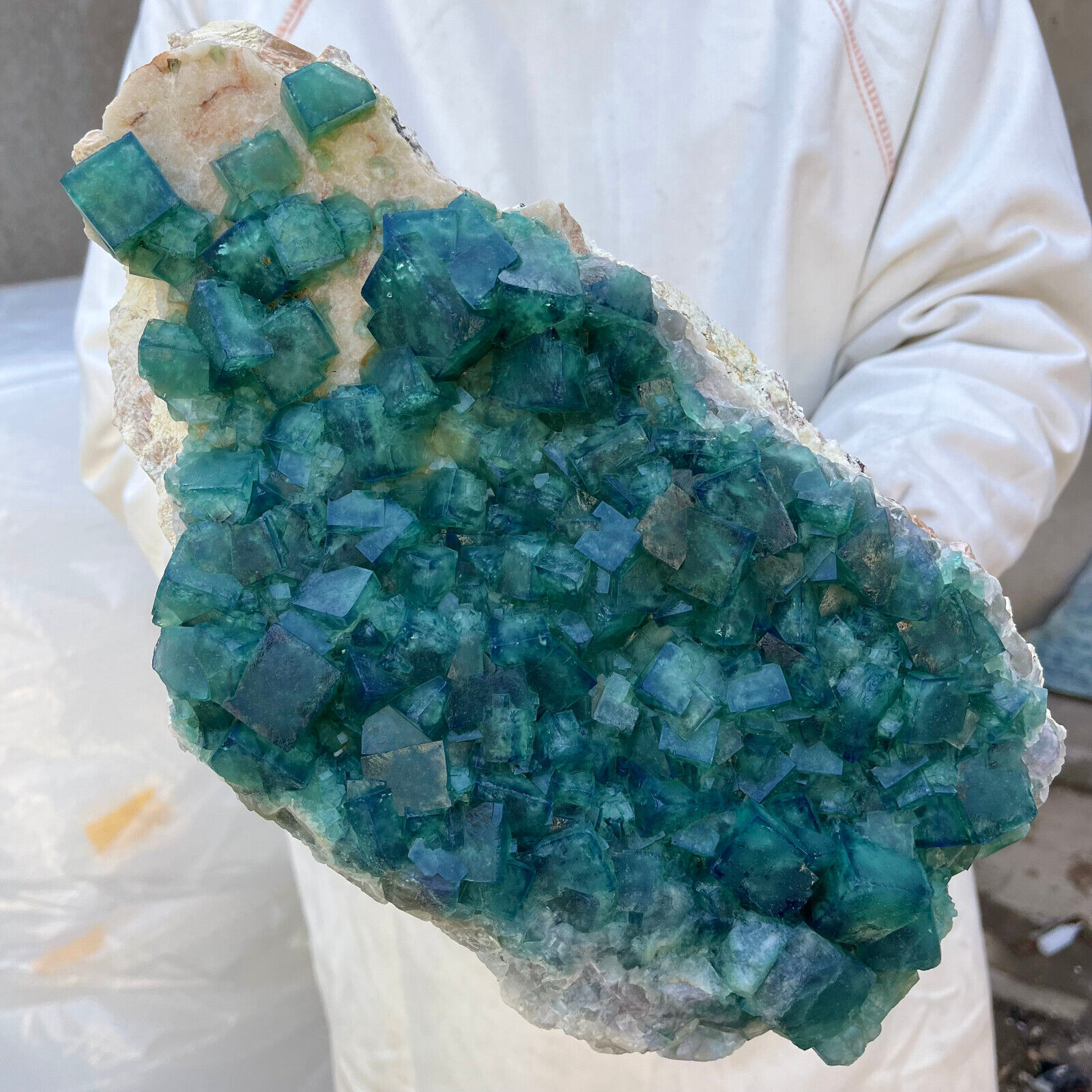 18.5lb Large NATURAL Green Cube FLUORITE Quartz Crystal Cluster Mineral Specimen