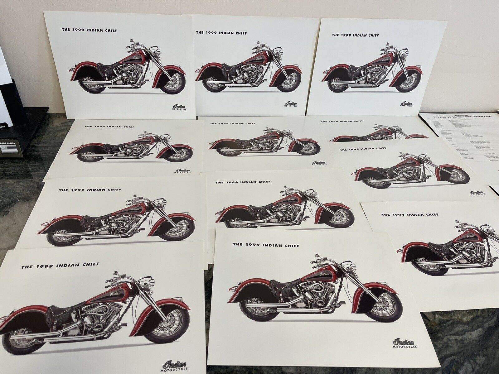 LOT (15) Vintage 1999 Indian Chief Motorcycle Paper Advertising - NOS Very Rare