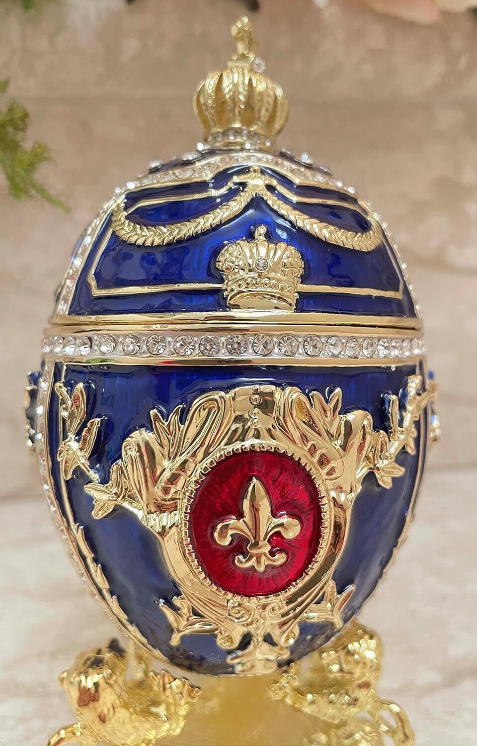 Sapphire Gold Faberge egg Retirement Trinket Faberge egg JewelryBox Fabergé