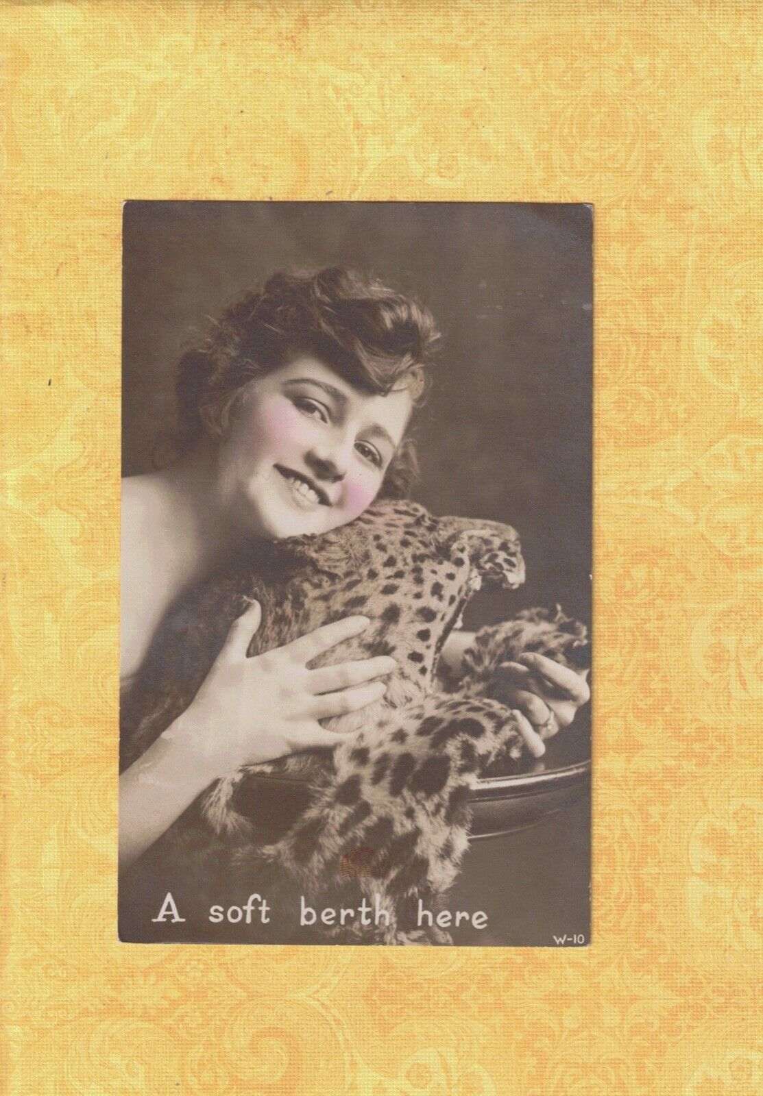X RPPC real photo postcard 1917 LADY & TIGER SKIN FUR Animal 