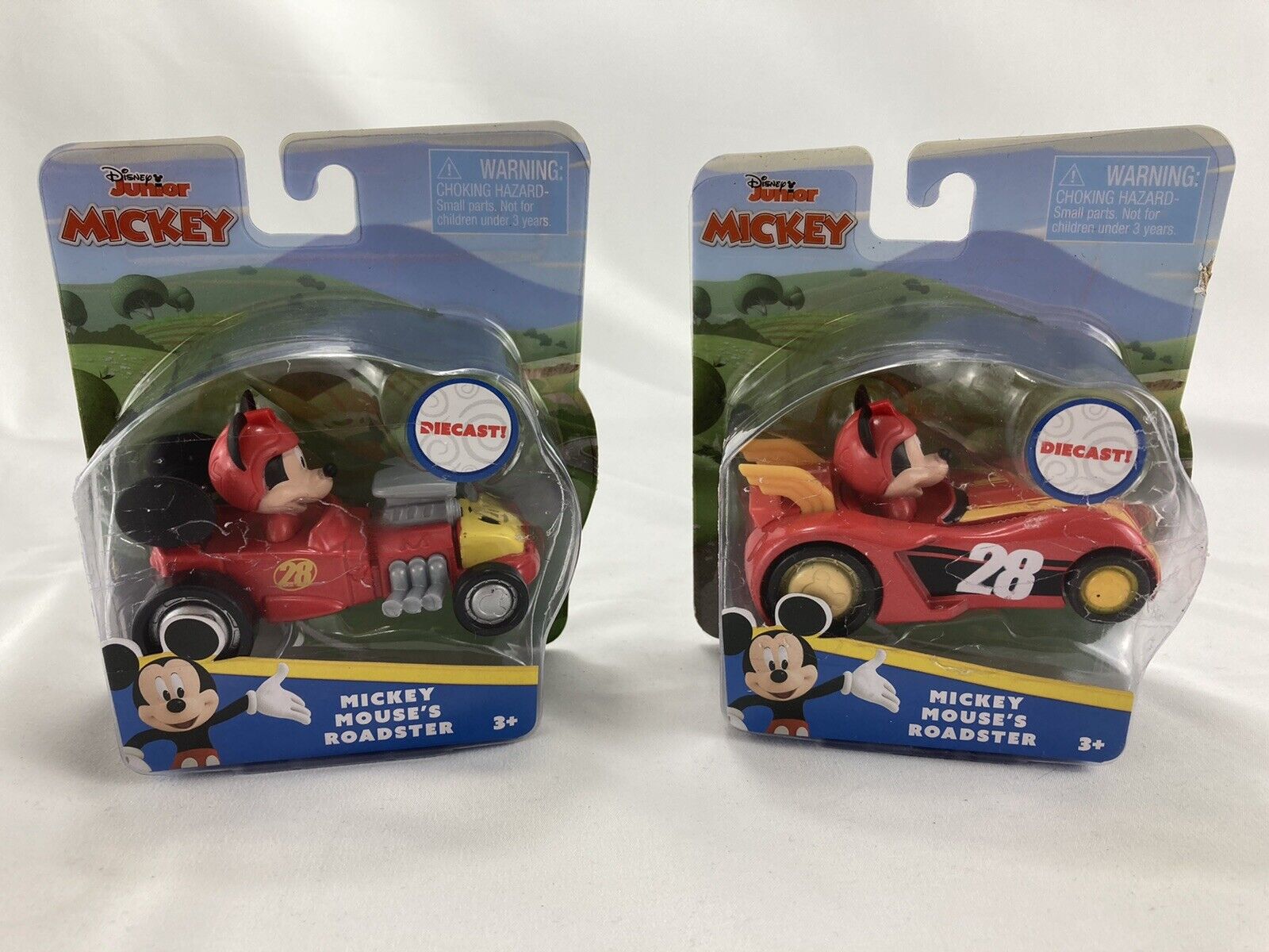 Disney Junior Mickey Mouse’s Roadster, 2 Cars Diecast Metal Toys NIB