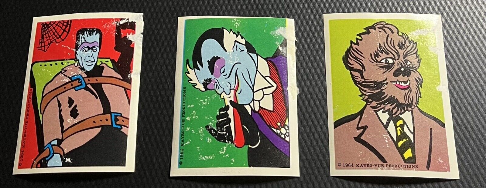 1964 Leaf Munsters Sticker Lot - Qty. 3 - Lesser Condition - Rare Issue
