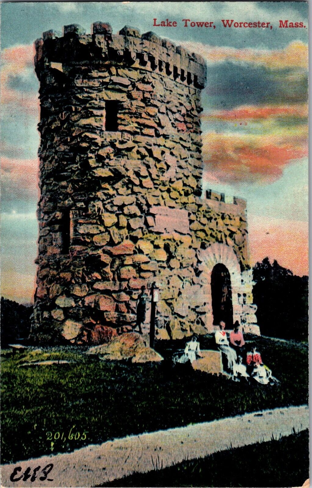 Worcester,MA Davis Tower,Lake Park Leighton Massachusetts Antique Postcard