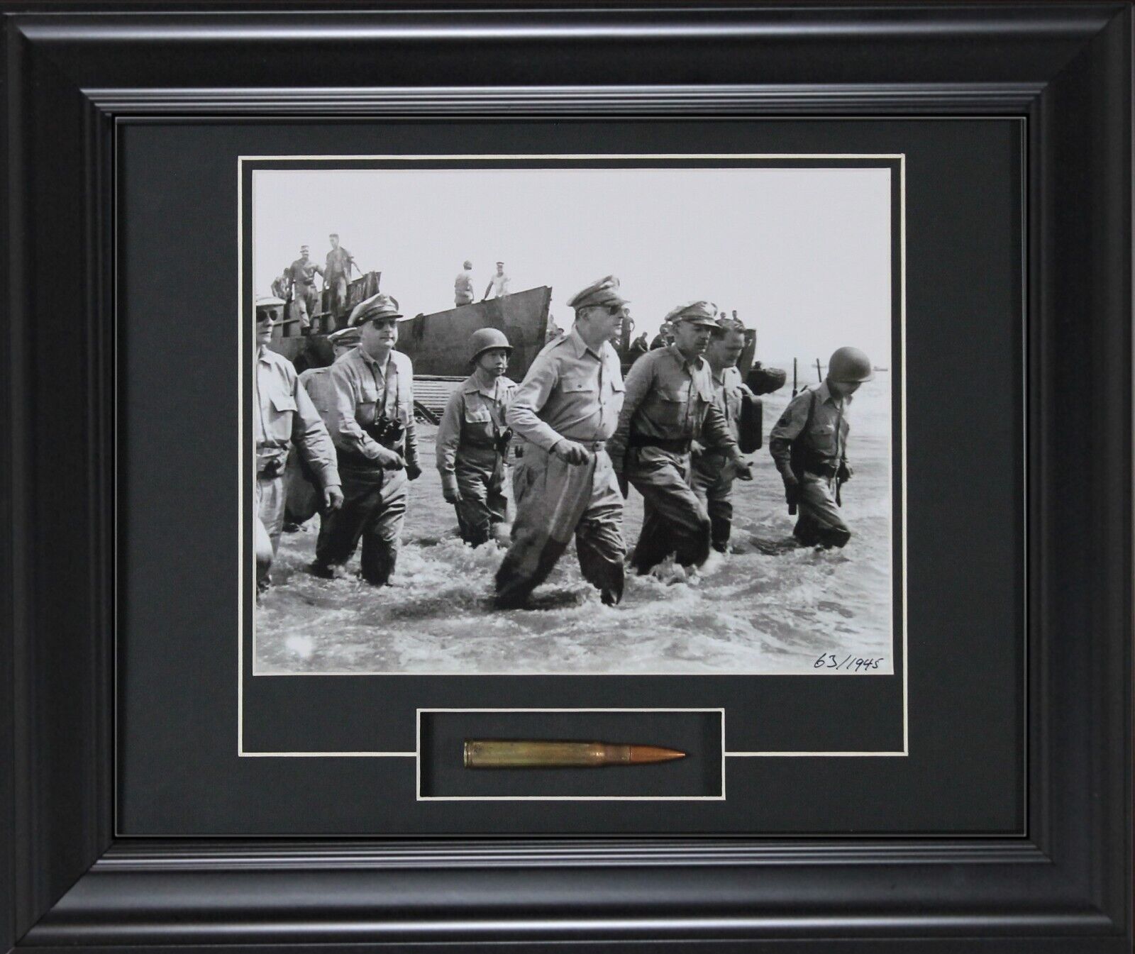 Gen Douglas MacArthur Triumphant WW2 Return Framed Print + M1 Garand Bullet COA