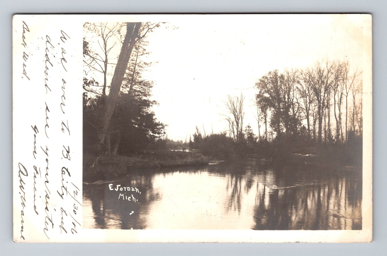 East Jordan MI-Michigan, RPPC, Scenic View Of River, Souvenir, Vintage Postcard