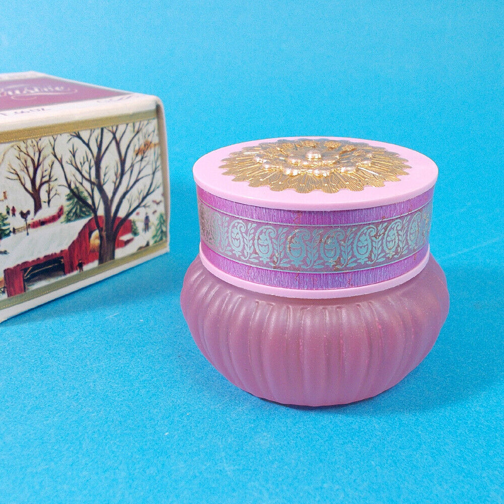 Vtg 70s Avon ELUSIVE Cream Sachet .66 oz Glass Jar Decanter WINTER SCENE Box NOS