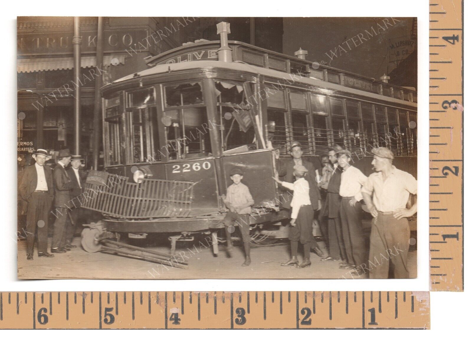1925 OOAK TYPE-1 Photo: TROLLEY WRECK of St Louis OLIVE Blvd Streetcar