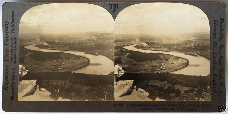 Keystone Stereoview Chatanooga & Tennessee River Valley, TN from T600 Set #T91