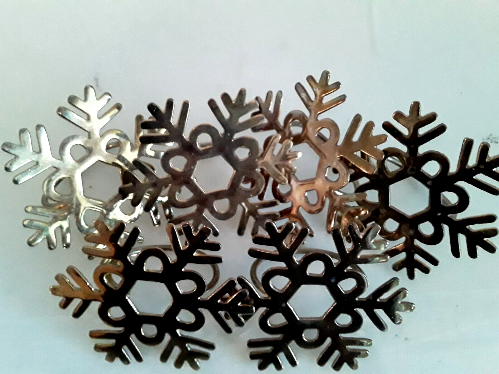 Set of 6 Vintage Large Snowflakes Napkin Rings Christmas Winter 3.5\