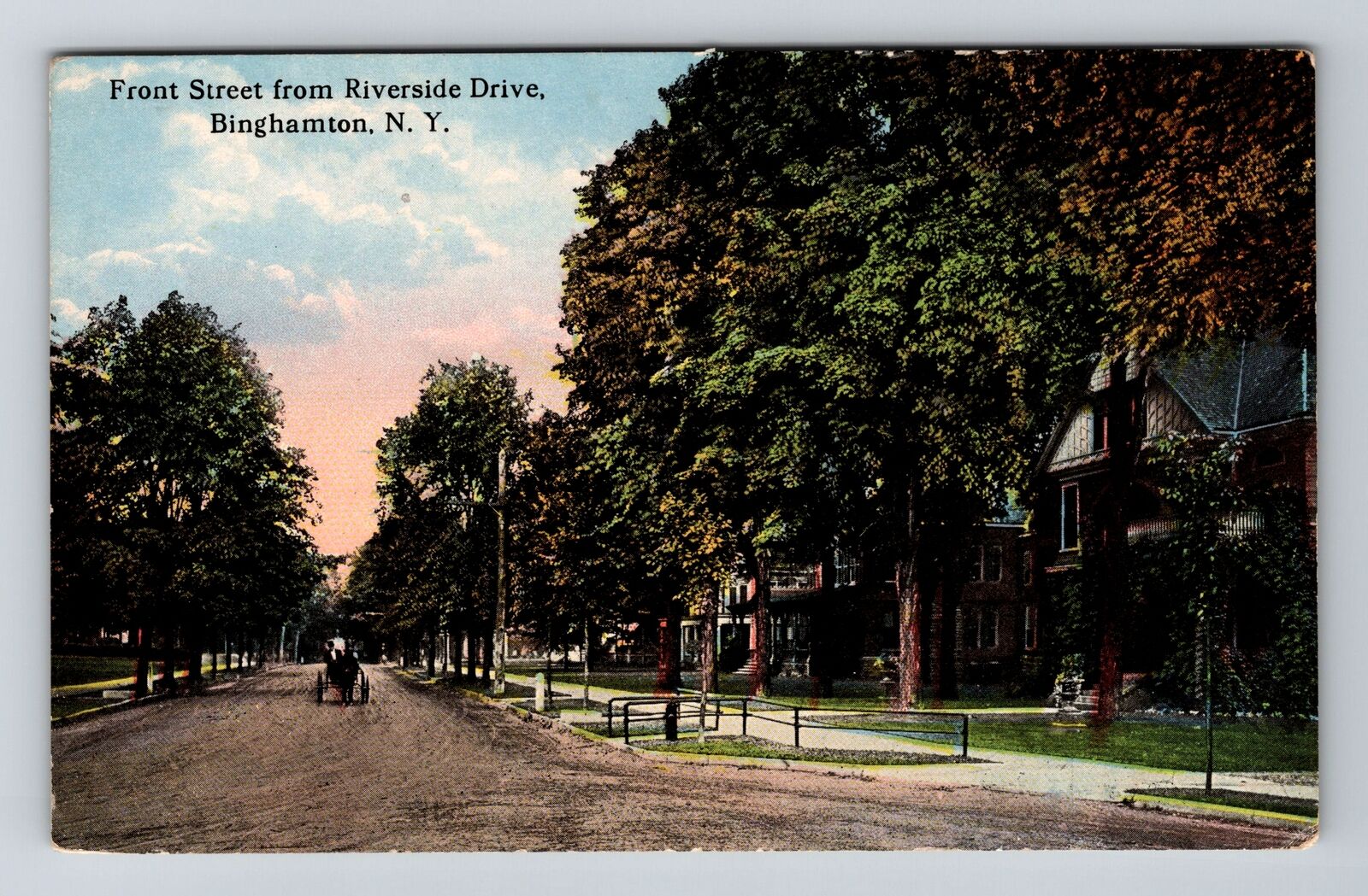 Binghamton NY-New York, Residential Area, Front Street Vintage Souvenir Postcard