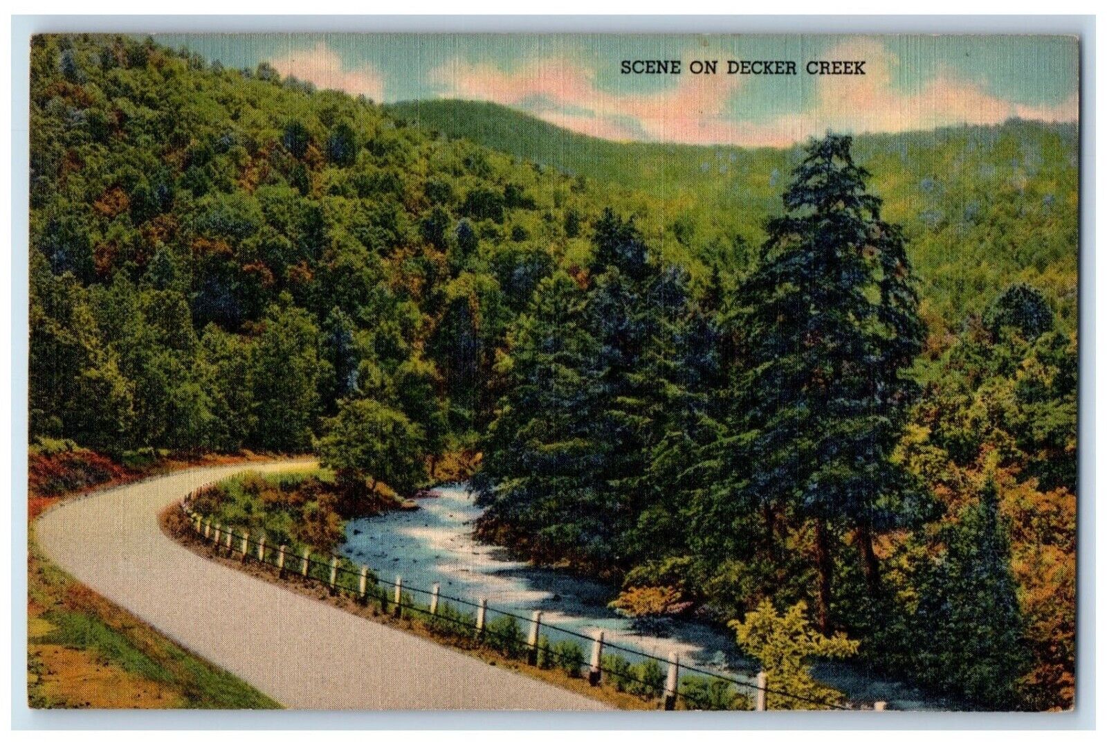 1939 Scene Decker Creek Between Morgantown Kingwood West Virginia W VA Postcard