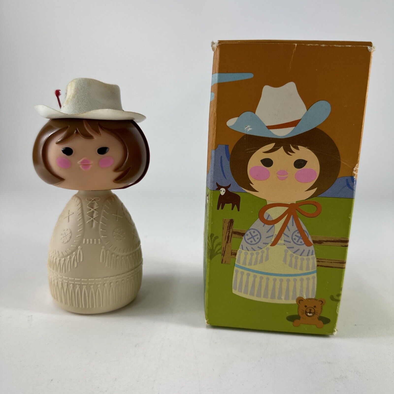 Vintage AVON Small World Cowgirl w/ Hat Cologne Mist with Box