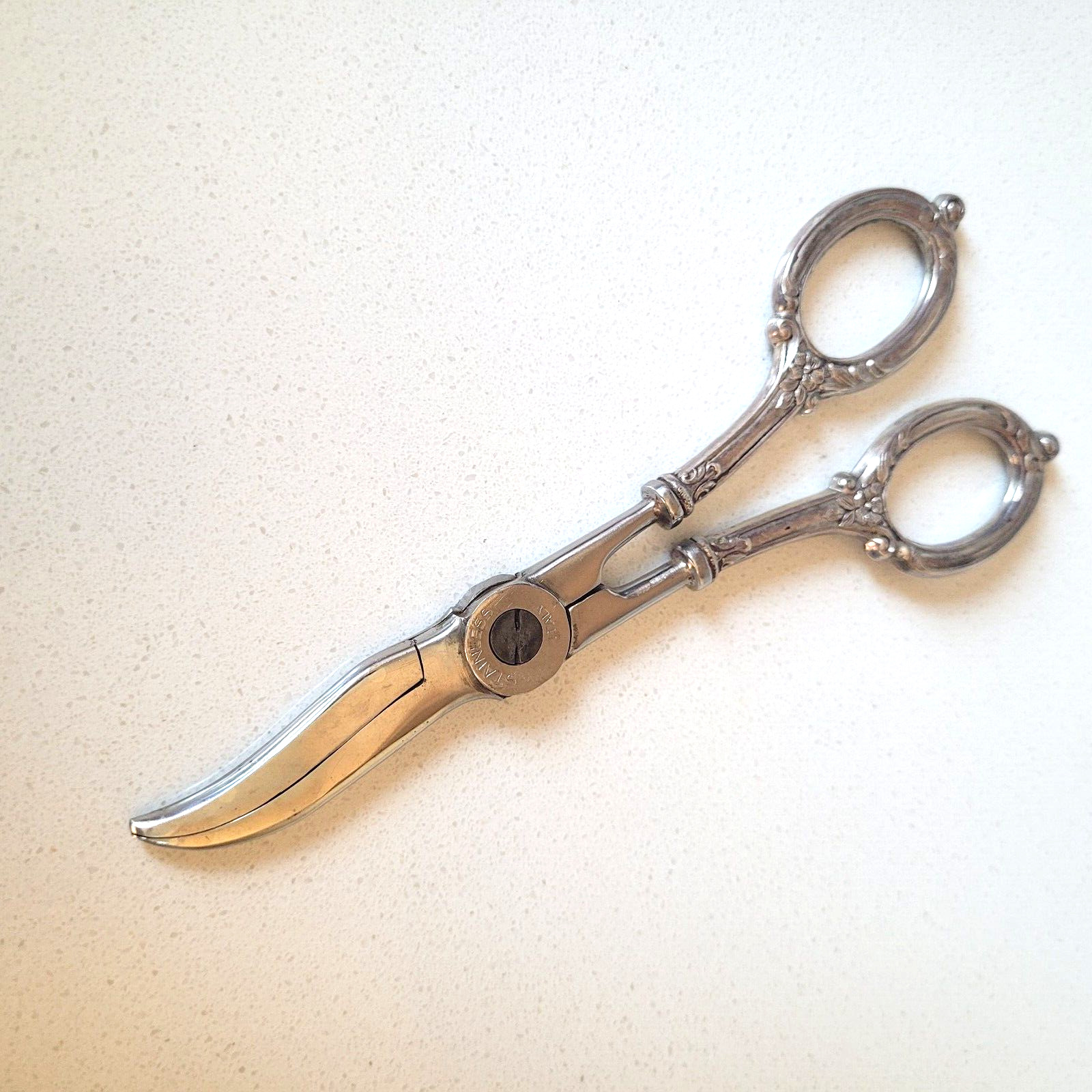 Italian Vintage Sterling Silver Scissors Grape Pattern Shears Italy
