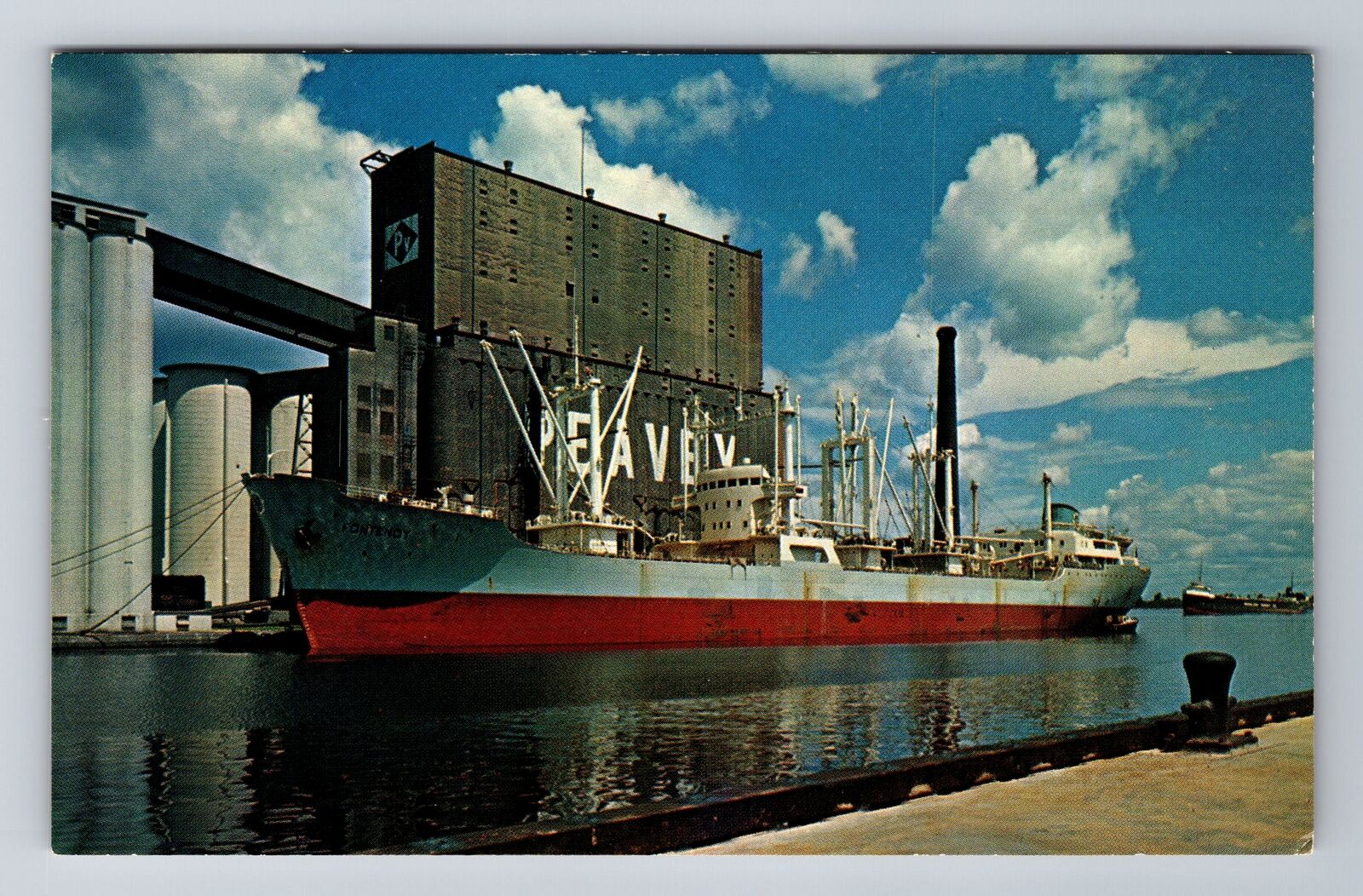 Duluth MN-Minnesota, French Ship, Fontenoy, Grain Elevator, Vintage Postcard