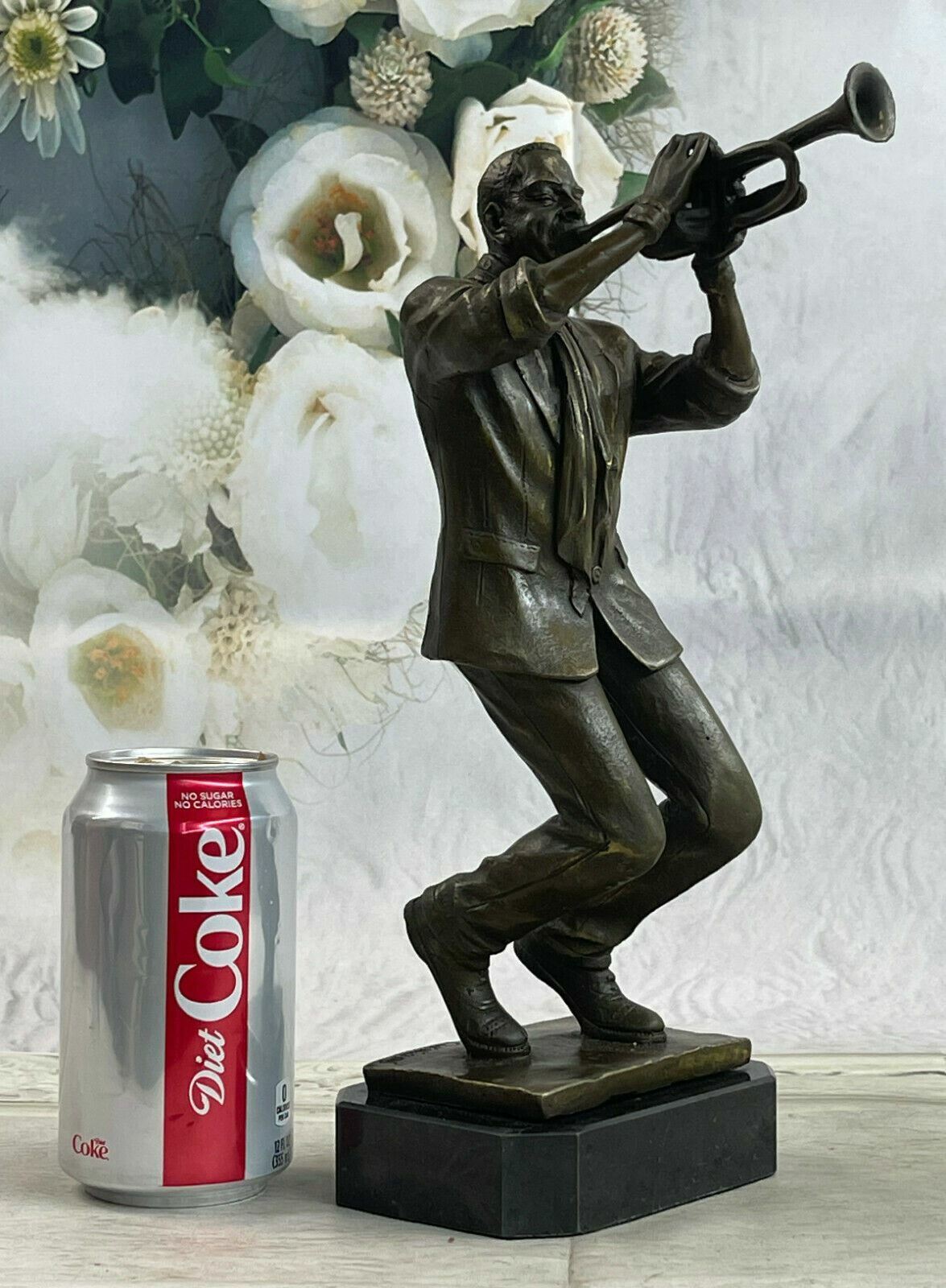 Abstract Modern Art Bronze Figure Sculpture Jazz Musician Trumpet Player SALE NR