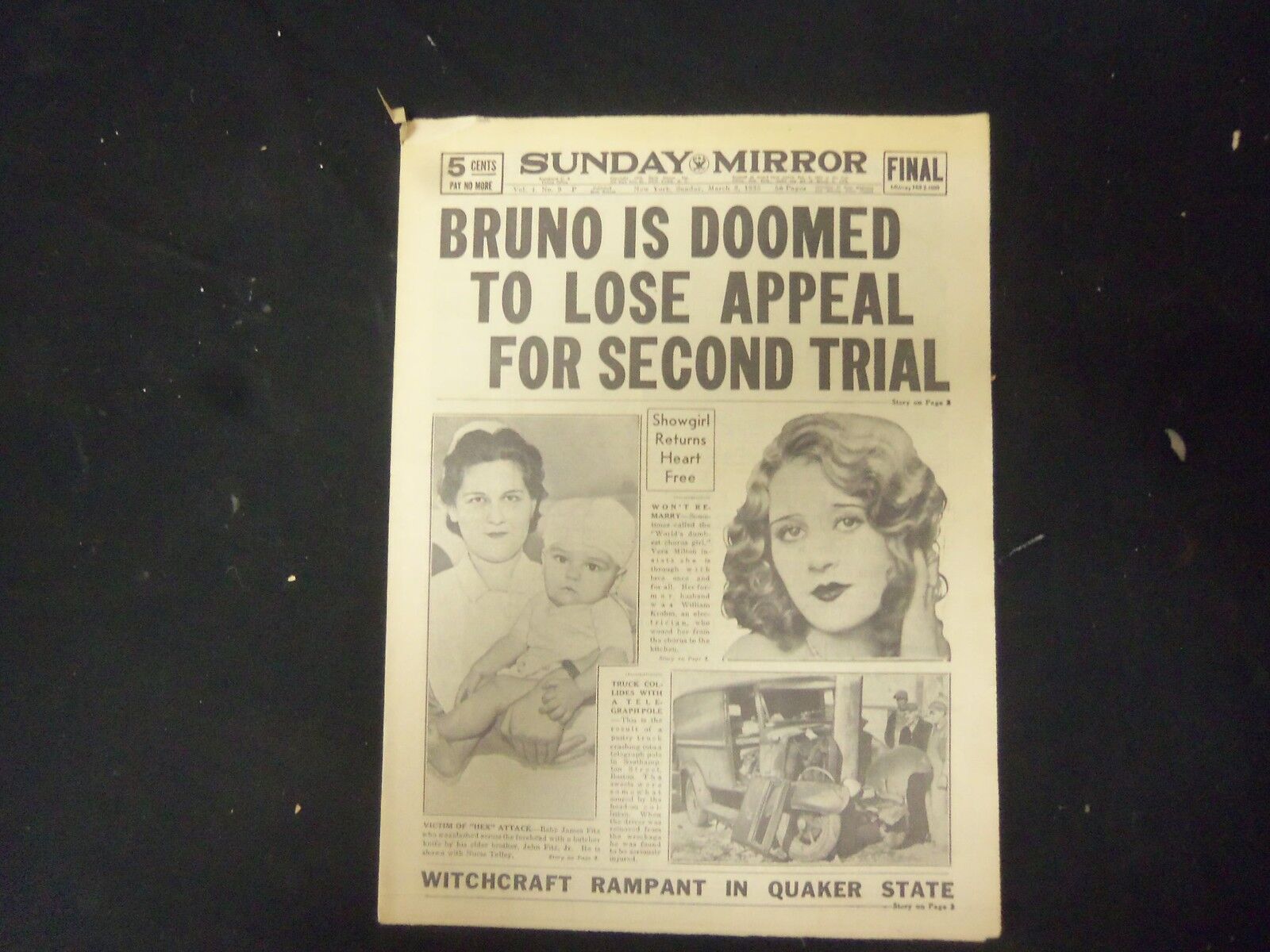 1935 MAR 3 NEW YORK SUNDAY MIRROR-BRUNO DOOMED TO LOSE APPEAL 2ND TRIAL-NP 2253