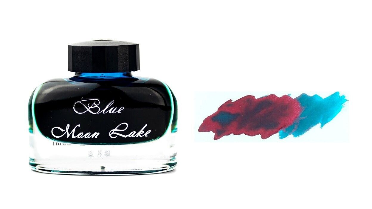 Ostrich Sheening Fountain Pen Ink Bottle, 30ml, Blue Moon Lake, Glass Bottle