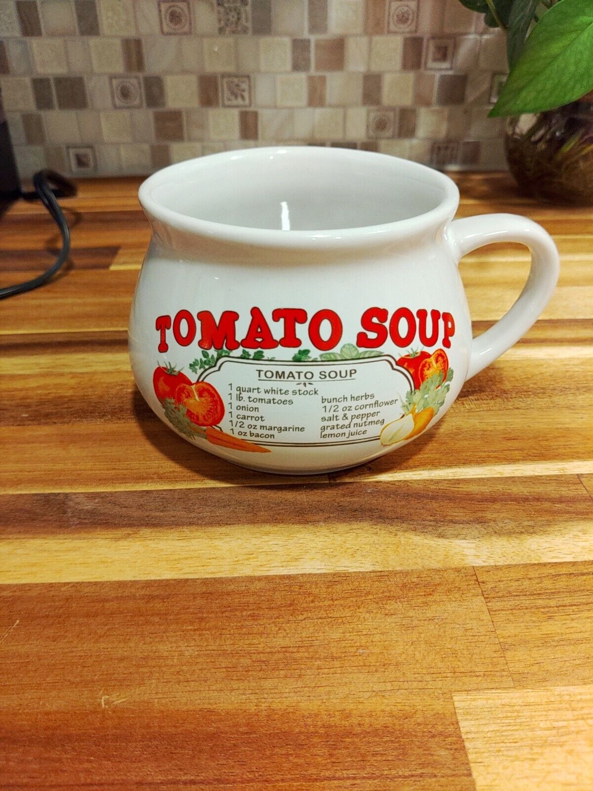 Vintage Dat\'l-Do-It Tomato Soup Recipe Bowl Mug w/ Handle Ceramic