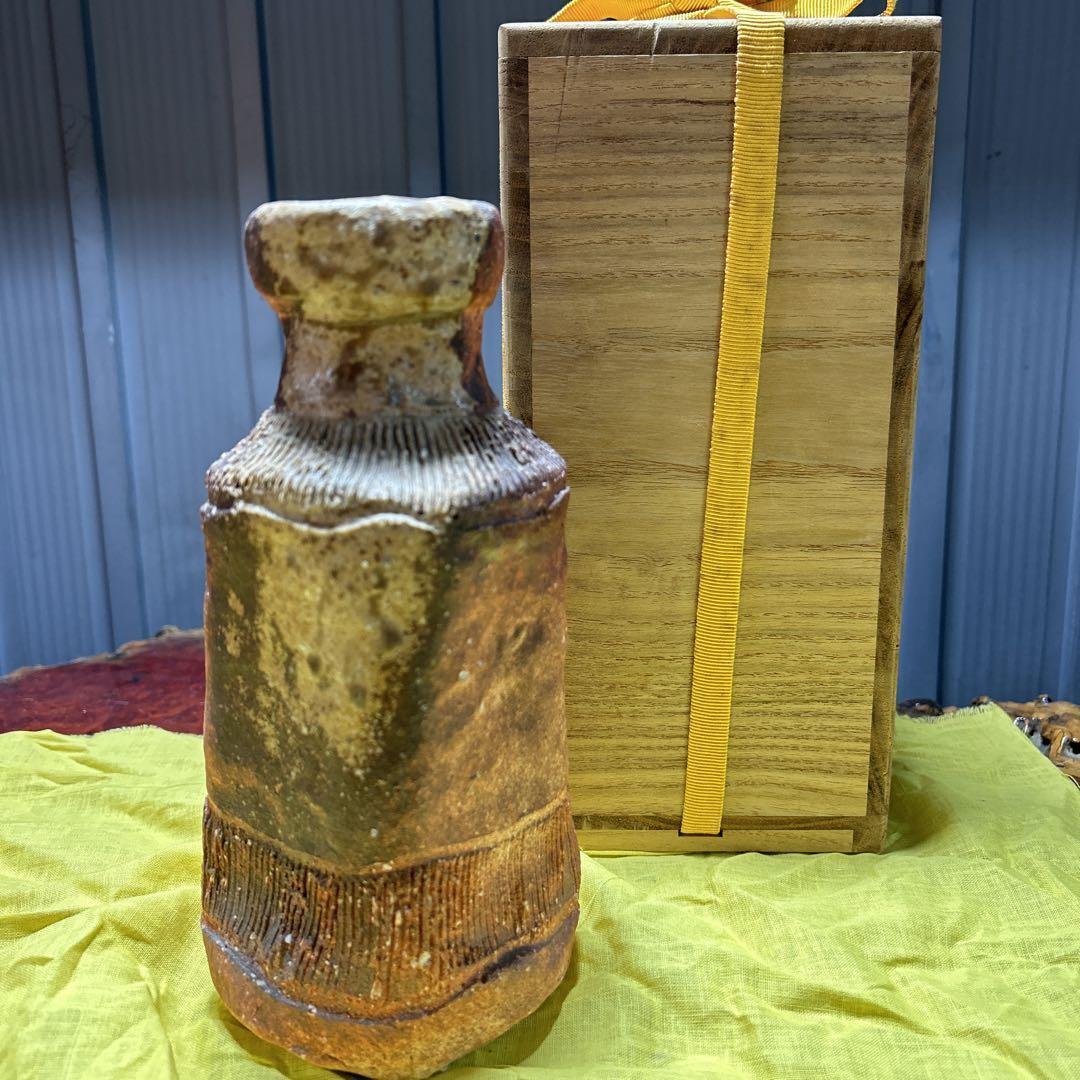 Japanese Shigaraki Ware Vase With Inscription
