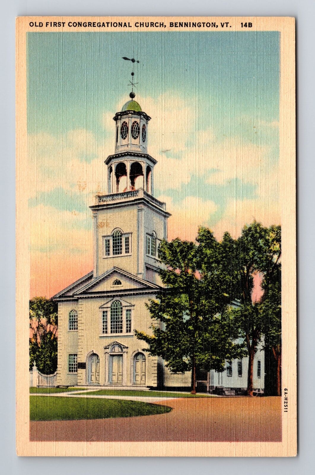 Bennington VT-Vermont, Old First Congregational Church, Antique Vintage Postcard