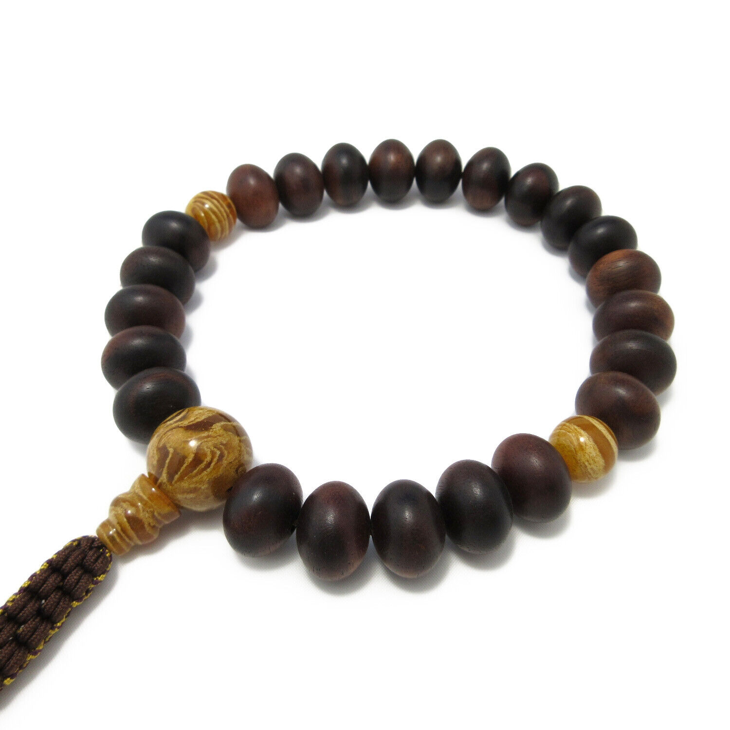 Honey Amber & Ebony Wood Japanese Juzu Buddhist Prayer beads Handmade Zen Kyoto