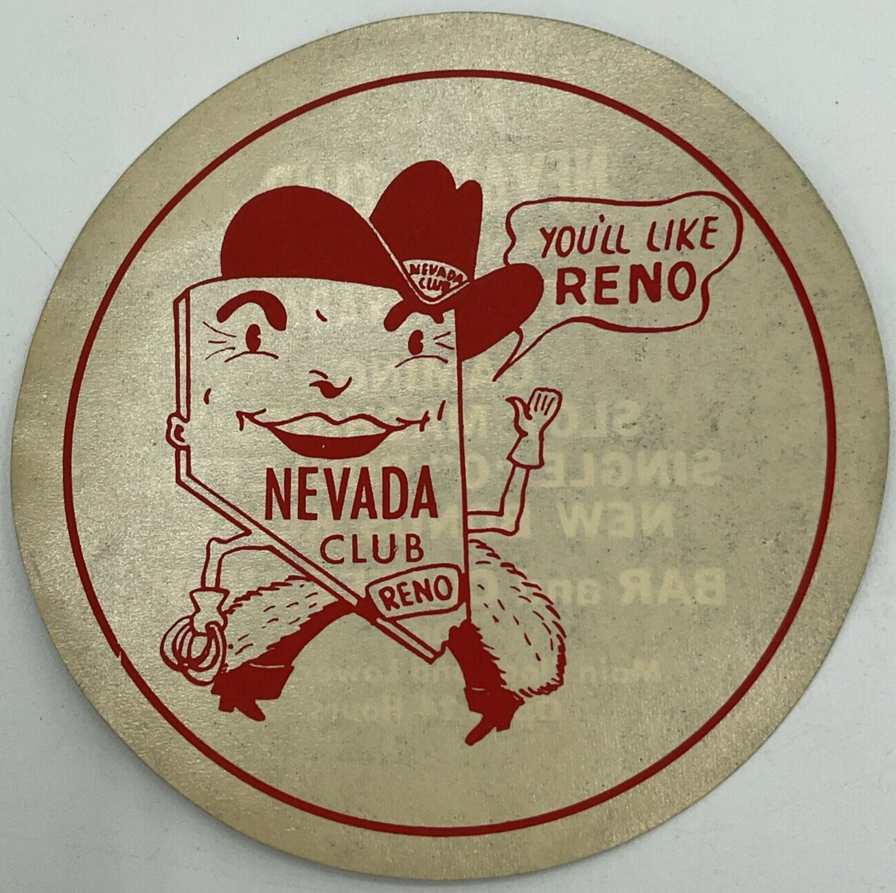 Vintage MCM Ephemera from Nevada Club Reno NV Coaster Souvenir Slot Machines
