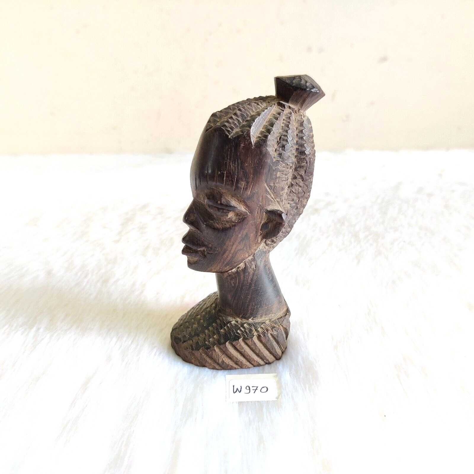 Antique Handmade African Tribal Woman Face Wooden Decorative Collectible W970