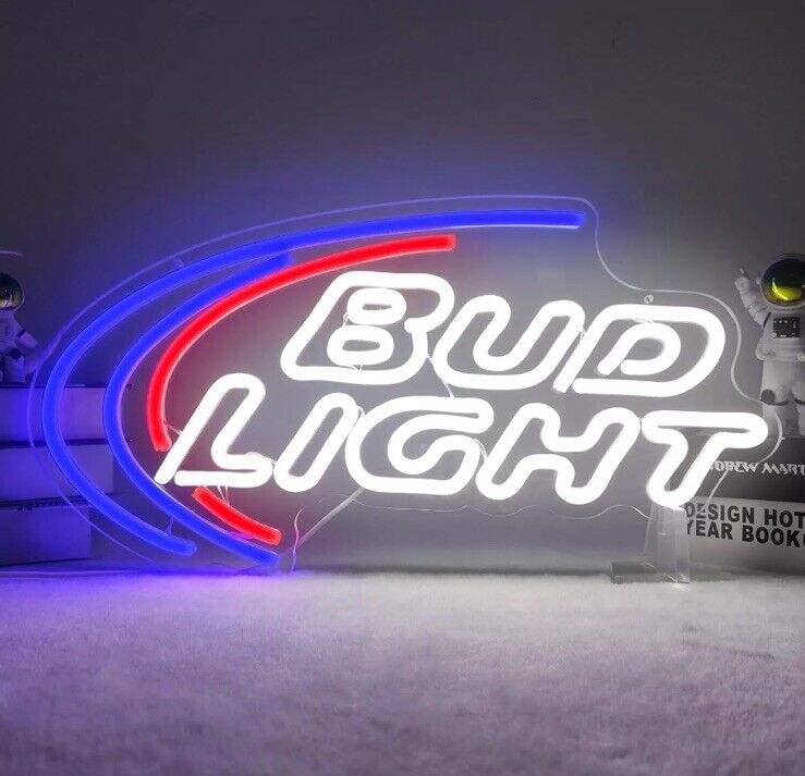 Bud Light Neon Sign Neon Beer Signs for Wall Light up Signs for Man Cave Pub Hom