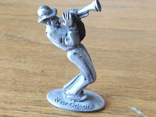 Pewter Trumpet Player Superb USA Figurine New Orleans Jazz Vintage Miniature