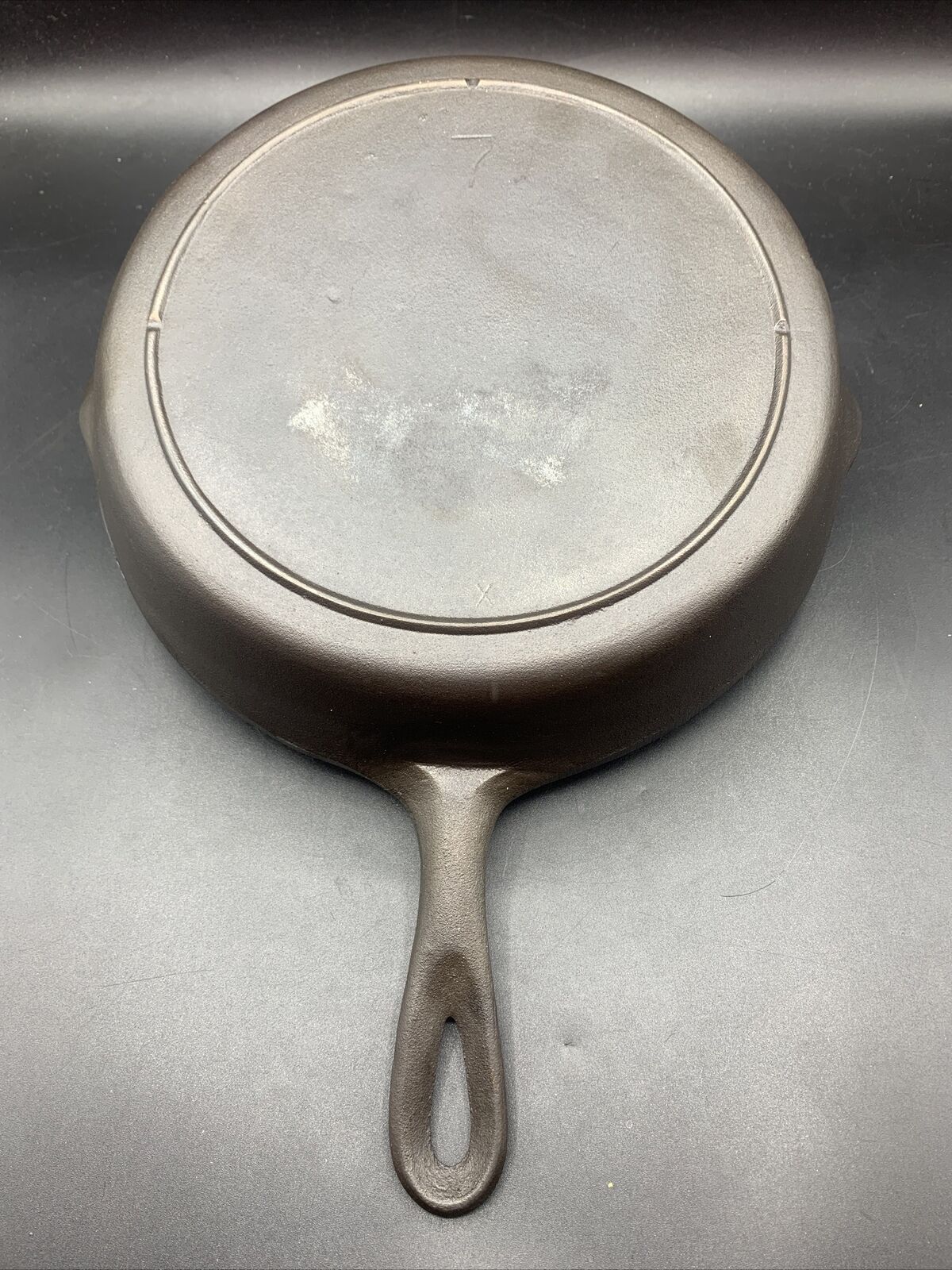 Excellent HTF 1940’s Lodge #7 Cast Iron 3 Notch Skillet W/ Heat Ring-Restored