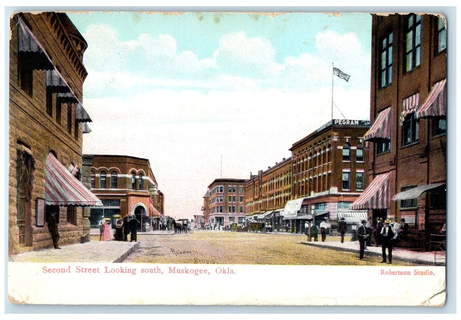 c1910's Second Street Looking South Muskogee Oklahoma OK Unposted Shops Postcard