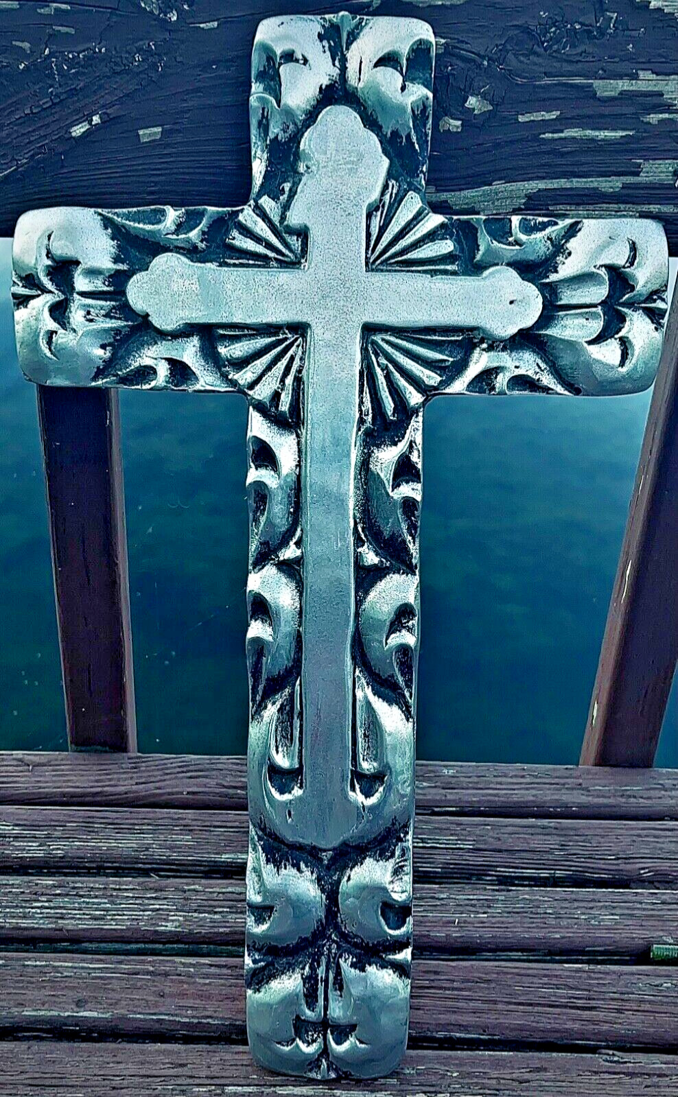 HEAVY Handcrafted Large Cast Aluminum “Medieval Styled” Mexican Made Cross