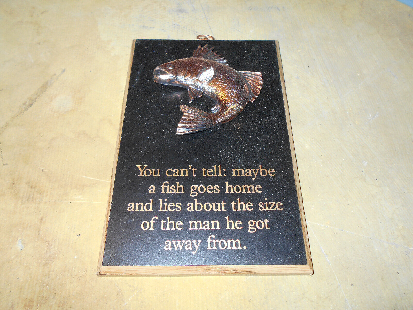 Vintage A&F Canada Fish Goes Home And Lies Got Away Plaque Sign Around 9\