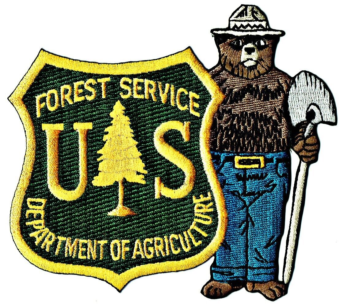 Official SMOKEY BEAR & US FOREST SERVICE SHIELD Embroidered Patch - NEW
