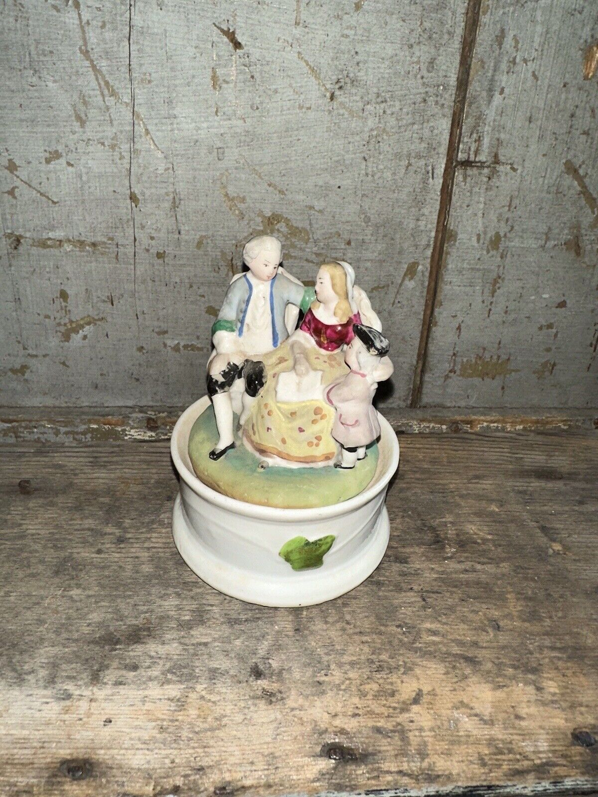Antique Victorian Porcelain Fairing Trinket Box