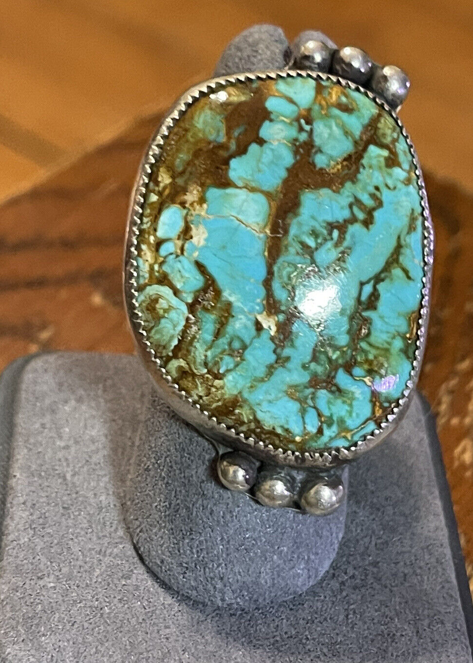 Lovely Royston Turquoise And Sterling Ring Size 8.5 
