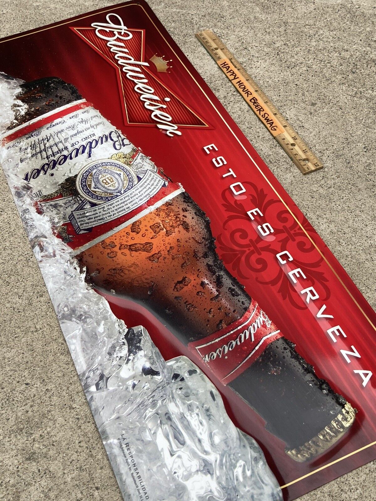 🔥 Vintage Budweiser Cerveza Metal beer Tin Bar Mancave Classic Sign Large