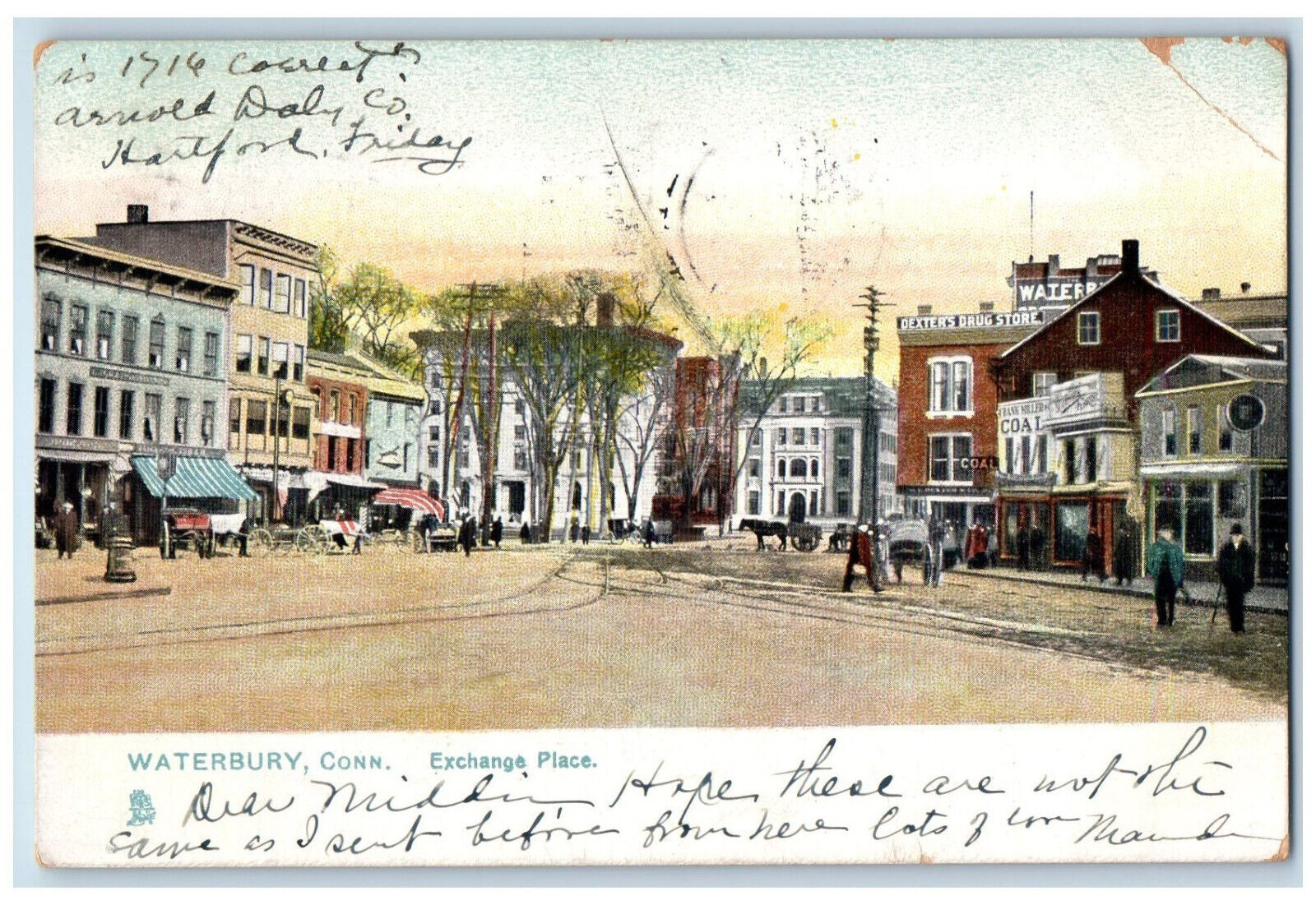 1908 Exchange Place Waterbury Connecticut CT Raphotype Tuck Art Postcard