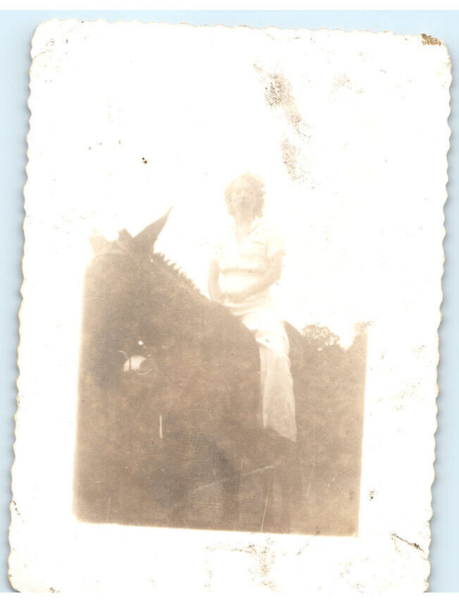 Vintage Photo 1940s, Woman on horseback , 4.5x3
