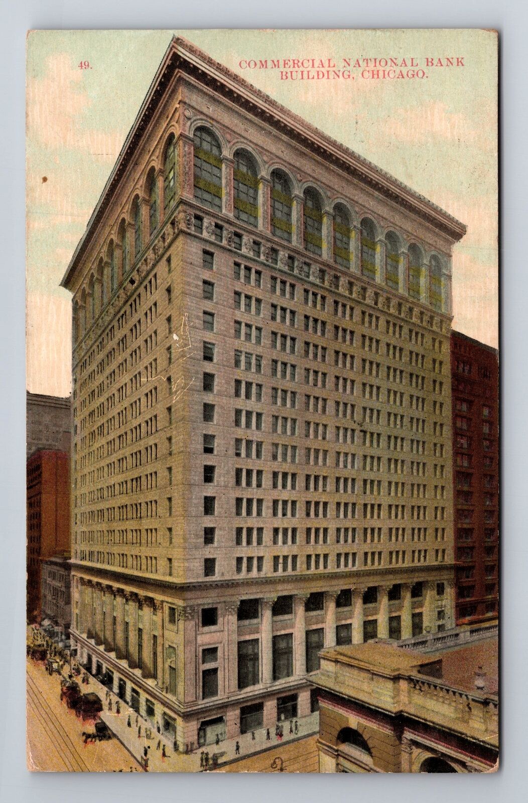 Chicago Il-Illinois, Commercial National Bank Building, Vintage c1910 Postcard