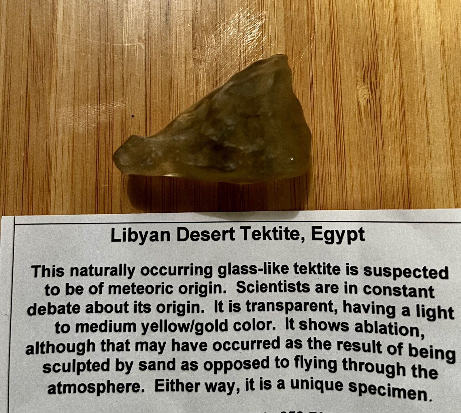 Libyan Desert Glass Meteorite Tektite impact specimen 19.84 grams