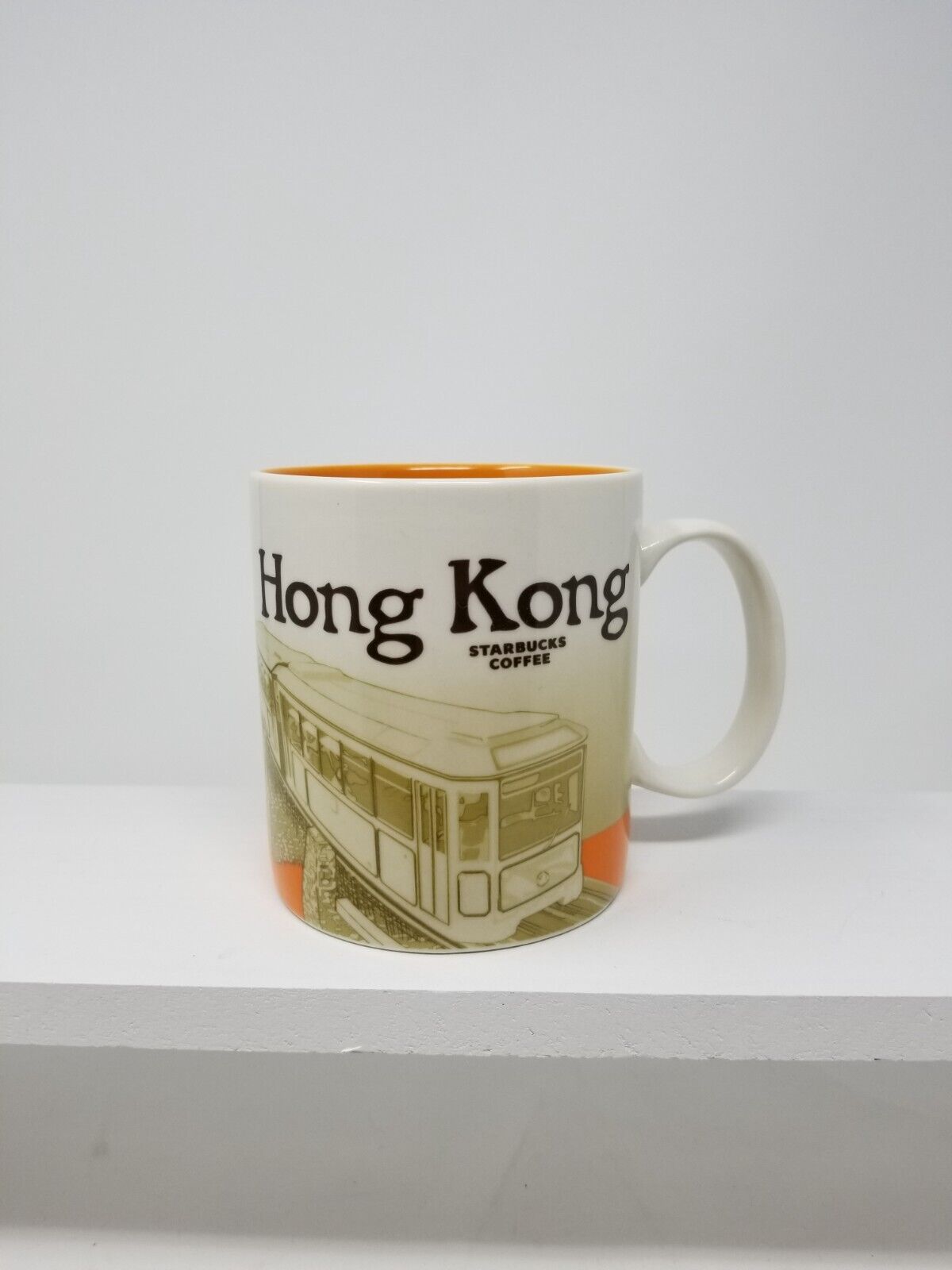 Starbucks Coffee HONG KONG 16oz Mug 2013 Collector Series City Peak Tram Orange